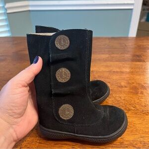 Livie and Luca Black Suede Tiempo Boots with Button Accents size 6